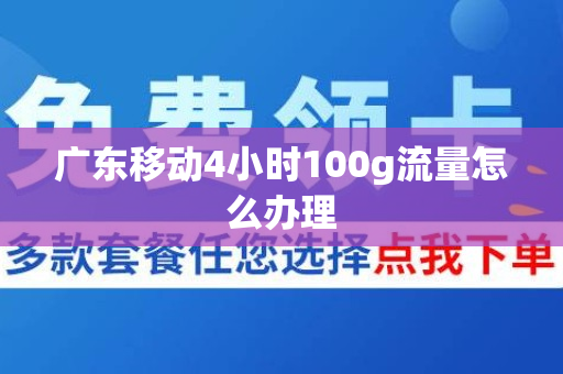 广东移动4小时100g流量怎么办理