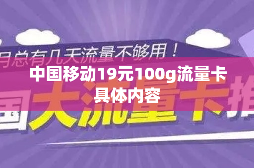 中国移动19元100g流量卡具体内容