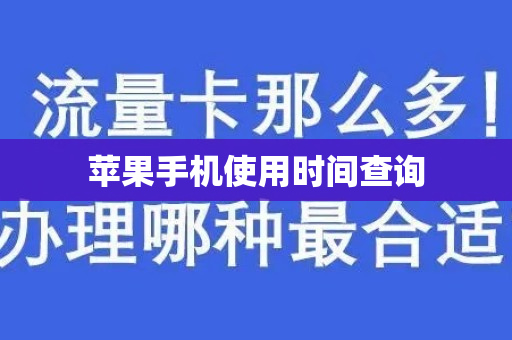 苹果手机使用时间查询