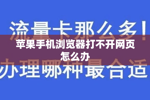 苹果手机浏览器打不开网页怎么办