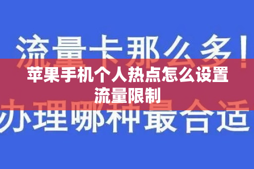 苹果手机个人热点怎么设置流量限制