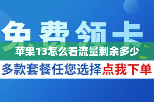 苹果13怎么看流量剩余多少