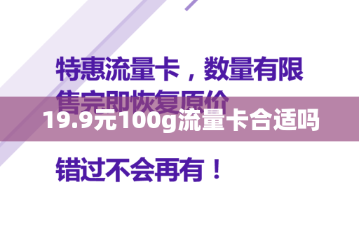 19.9元100g流量卡合适吗