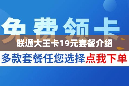 联通大王卡19元套餐介绍