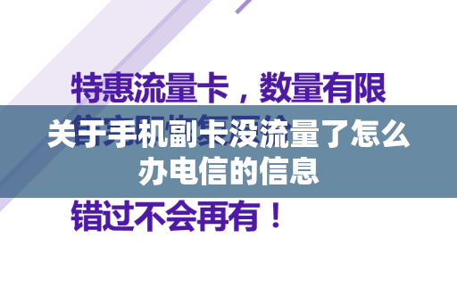 关于手机副卡没流量了怎么办电信的信息