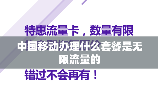 中国移动办理什么套餐是无限流量的