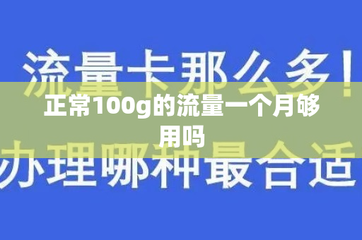 正常100g的流量一个月够用吗