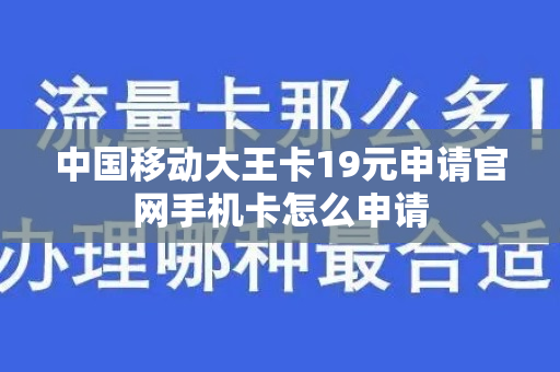 中国移动大王卡19元申请官网手机卡怎么申请