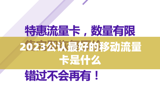 2023公认最好的移动流量卡是什么