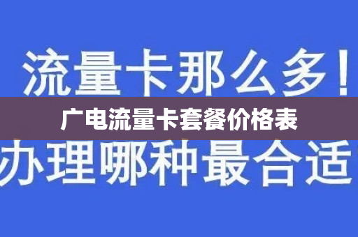 广电流量卡套餐价格表